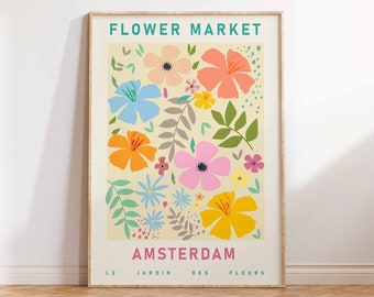 Flower Market Poster Floral Art Print Botanical Art Print Floral Art Poster Florist Gift Tropical - Wall Art Poster Print - Sizes A2/A3/A4