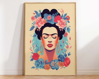 Frida Floral Poster, Frida Floral Art, Frida Abstract Art Print, Frida Art Poster, Frida Print, Frida Wall Art Poster Print - Sizes A2/A3/A4