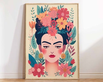 Frida Floral Poster, Frida Floral Art, Frida Abstract Art Print, Frida Art Poster, Frida Print, Frida Wall Art Poster Print - Sizes A2/A3/A4