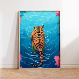 Tropical Garden Tiger Art Print Exotic Tiger Poster Tiger Art Print Tiger Art Poster Jungle Art Tiger Wall Art Poster Print Sizes A2/A3/A4
