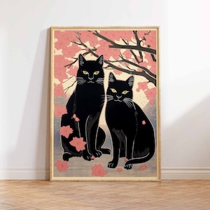 Vintage Japanese Print Vintage Cat Art Print Japanese Cat Art Poster Japanese Art Print Japanese Cats Wall Art Poster Print Sizes A2/A3/A4