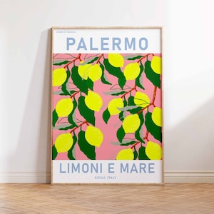 Fruitmarkt Palermo, fruitmarkt print, fruitmarkt poster, fruit kunst aan de muur, bloemenwinkel, citroenen kunst aan de muur, muur kunst decor maten A2/A3/A4