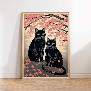 Vintage Japanese Print Vintage Cat Art Print Japanese Cat Art Poster Japanese Art Print Japanese Cats Wall Art Poster Print Sizes A2/A3/A4