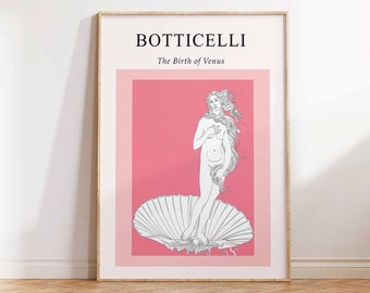 Botticelli Art Poster, Abstract Artwork Mid Century Modern Poster, Aphrodite Poster Print, Birth of Venus Wall Art Poster Print Sizes A2A3A4