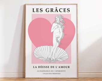 Greek Goddess Art Print Museum Poster, Abstract Art Mid Century Modern Art, Les Graces Art Print Venus Wall Art Poster Print  Sizes A2 A3 A4