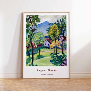 August Macke Tegernsee Landscape, Macke Vintage Art, Macke Watercolour Modern art, Macke Landscape - Wall Art Poster Print - Sizes A2/A3/A4