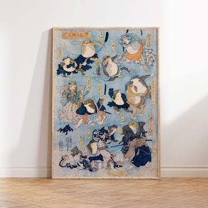 Samurai Frogs by Kuniyoshi Utagawa Japanese Vintage Poster Print Frog Art Japanese Frog Art Vintage Japanese Print Gift idea Sizes A2/A3/A4