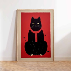 Vintage Japanese Print Vintage Cat Art Print Japanese Cat Art Poster Japanese Art Print Japanese Cat Wall Art Poster Print Sizes A2/A3/A4