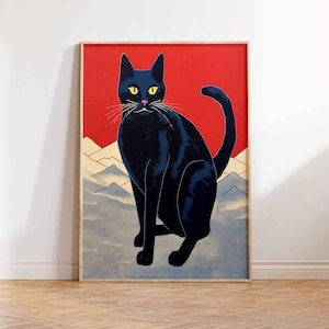 Vintage Japanese Print Vintage Cat Art Print Japanese Cat Art Poster Japanese Art Print Japanese Cat Wall Art Poster Print Sizes A2/A3/A4