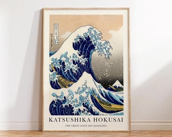 Katsushika Hokusai Print, The Great Wave Off Kanagawa,  Vintage Japanese Art, Great Wave Poster Print Wall Art Poster Print - Sizes A2/A3/A4