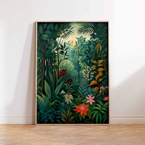 Henri Rousseau Floral Poster Boho Leaf Floral Wall Print Tropical Decor Jungle Aesthetic Tropical Decor Wall Art Poster Print Sizes A2/A3/A4