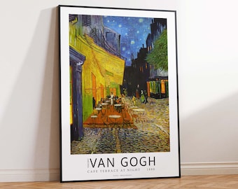 Van Gogh Café Terrace at Night 1888 Poster Print, Van Gogh Art, Vintage Art Print, Gift idea - Wall Art Poster Decor Sizes A2 A3 A4