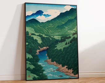 Kawase Hasui Art Print, River Yana print, Woodblock Print, Ukiyoe Art, Japanese Vintage Print, Wall Art Poster Print - Sizes A2 A3 A4