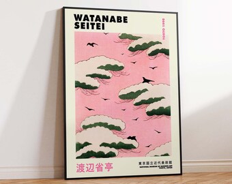 Pink Sky by Watanabe Seitei, Japanese Art Print, Vintage