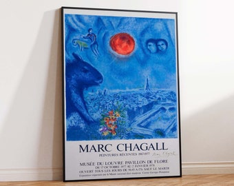 Marc Chagall Exhibition Poster Marc Chagall Print Vintage Poster Art Prints Wall Prints Modern Art - Wall Art Poster Print - Sizes A2/A3/A4