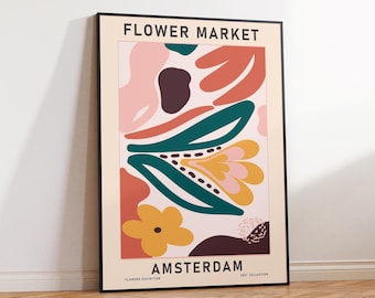 Flower Market Amsterdam, Flower Market Print, Flower Market Poster, Flower Wall Art, Flower Shop, Florist Gift, Home Decor - Sizes A2 A3 A4