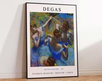 Degas Art Print, Degas Blue Dancers, Vintage Art Print, Degas Exhibition Poster, Vintage Art Poster - Wall Art Poster Print - Sizes A2/A3/A4
