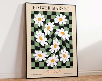 Flower Market London, Flower Market Print, Flower Market Poster, Floral Print, Flower Shop, Floral Wall Art Print, Sizes A2 A3 A4