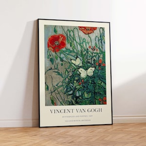Vincent van Gogh Poster, Van Gogh Art Poster, Van Gogh Butterflies and Poppies, Van Gogh Print, Vintage Wall Art Poster Print Sizes A2 A3 A4
