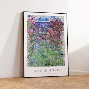 Impresión de Claude Monet, Impresión de arte de Monet, MonetPrint, Cartel de arte de Monet, Impresión de casa entre rosas, Impresión vintage de Monet - Tamaños de arte de pared A2 A3 A4