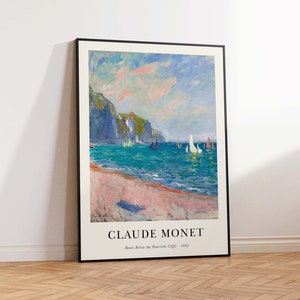 Monet Boats Below the Pourville Cliffs Print, Claude Monet Print, Monet Art Print, Monet Poster, Monet Wall Art Poster Print Sizes A2 A3 A4