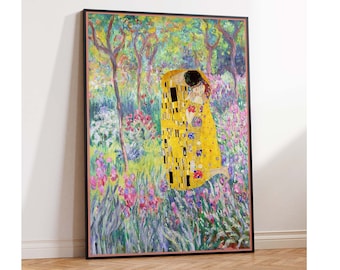 The Kiss Print, Gustav Klimt Print, Gustav Klimt Art Print, Monet Garden Art Print, Klimt Modern Art Wall Art Poster Print - Sizes A2/A3/A4
