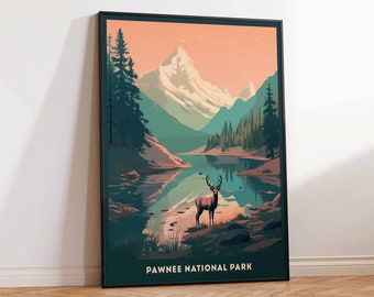 Vintage Poster, Pawnee National Park, Pawnee Art Print, Vintage Travel Print, Pawnee Art Print, Travel Wall Art Poster Print Sizes A2 A3 A4