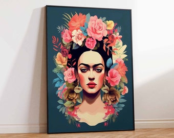 Frida Floral Poster, Frida Floral Art, Frida Abstract Art Print, Frida Art Poster, Frida Print, Frida Wall Art Poster Print - Sizes A2/A3/A4