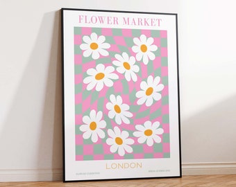 Flower Market London, Flower Market Print, Flower Market Poster, Floral Print, Flower Shop, Floral Wall Art Print, Sizes A2 A3 A4