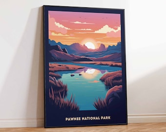 Vintage Poster, Pawnee National Park, Pawnee Art Print, Vintage Travel Print, Pawnee Art Print, Travel Wall Art Poster Print Sizes A2 A3 A4