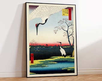 Ando Hiroshige Minowa, Kanasugi, Mikawashima, Hiroshige Art Print, Japanese Art Print, Ukiyo-e Art - Wall Art Poster Print - Sizes A2/A3/A4