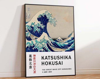 Hokusai The Great Wave Off Kanagawa Vintage Japanese Art Japanese Print Japan Poster Woodblock Print Wall Art Poster Print - Sizes A2/A3/A4
