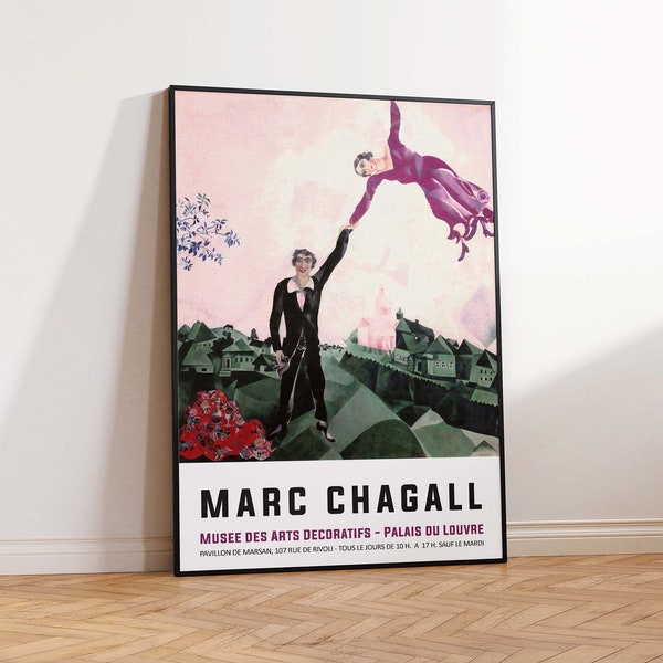 Marc Chagall Art Print, Chagall Print, The  Promenade 1917, Modern Art Print, Cubism, Exhibition Print, Gift Idea - Wall art Sizes A2 A3 A4