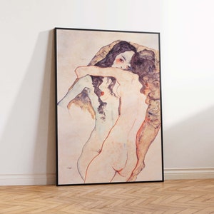Two Women in Embrace Print, Egon Schiele Art Print,  Schiele Modern Print, Schiele Vintage Art Print, Gift - Wall Art Decor - Sizes A2 A3 A4