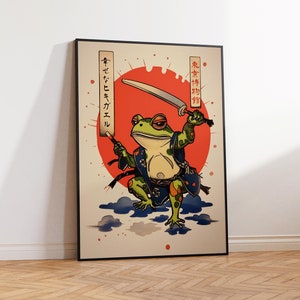 Grappige kikker poster, vintage Japanse kikker kunst, vintage kikker print, grappige kikker print, dansende kikker, kikker print, cadeau, muur kunst maten A2 A3 A4