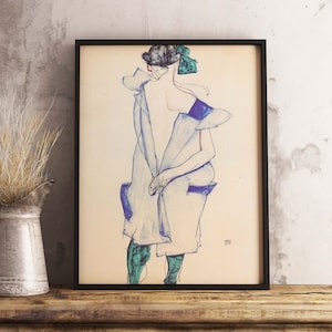 Back View of a Girl in Blue Skirt, Egon Schiele Poster, Egon Schiele Art Print, Schiele Print, Schiele Wall Art Poster Print Sizes A2/A3/A4 image 2