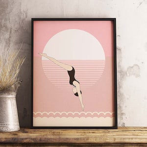Taucher Kunstdruck, Schwimmen Poster, Maritimer Druck, Vintage Taucher Druck, Moderner Schwimmen Kunstdruck, Wand Kunst Poster - Größen A2 A3 A4