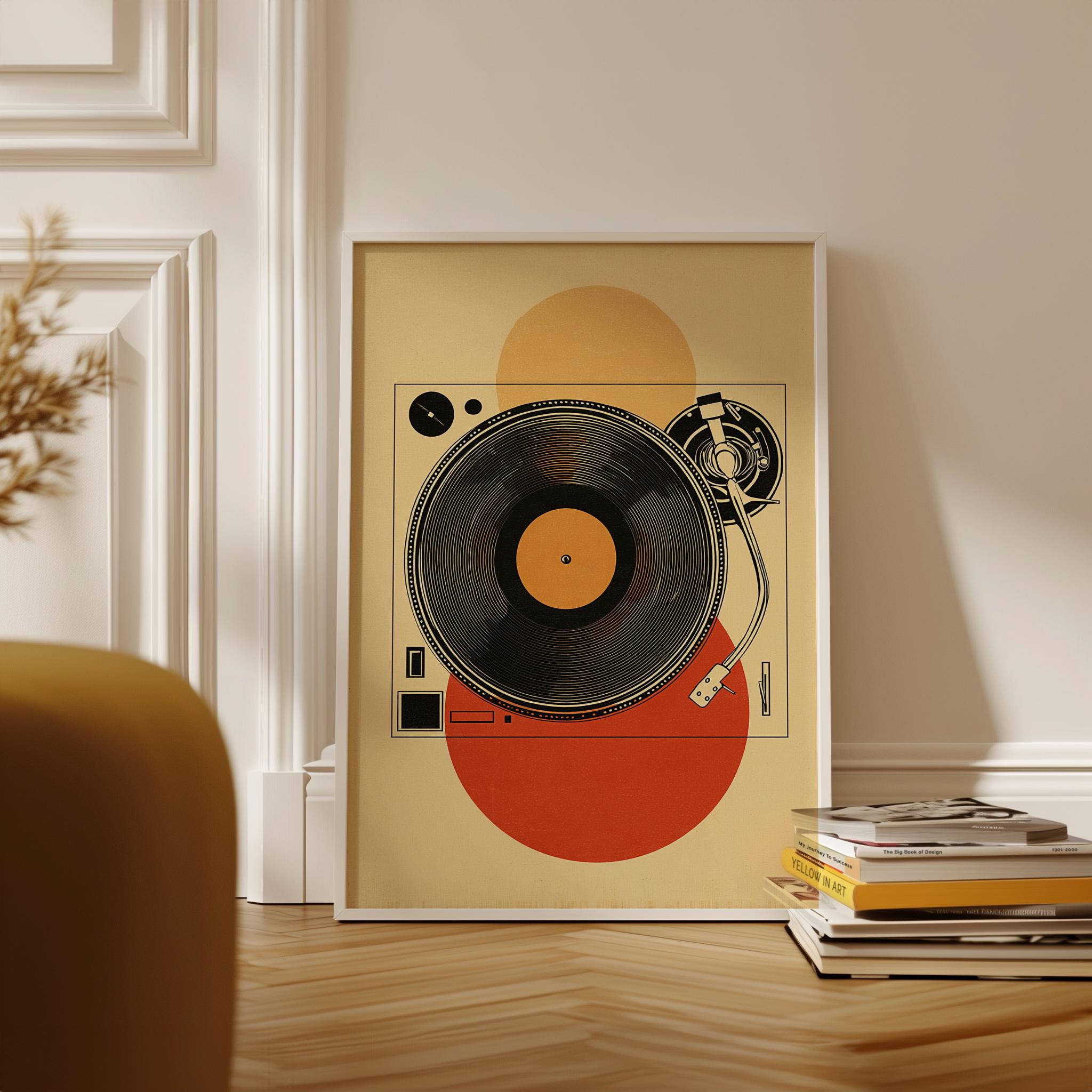 Retro Turntable Poster | 80s Vinyl Record Wall Art | Japanese