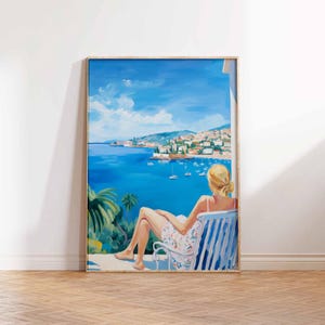 Póster de Ibiza, Impresión de viaje a Ibiza, Póster de viaje español, Decoración tropical, Arte playero, Regalo de viaje a Ibiza, Impresión floral, Decoración costera