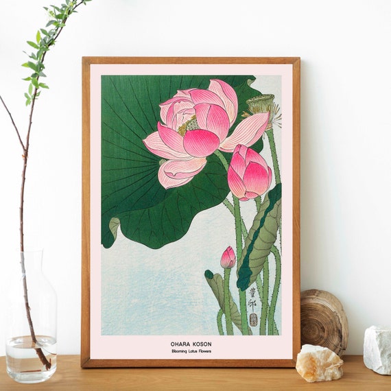 Stampa d'arte giapponese, Fiori di loto in fiore di Ohara Koson Poster,  Stampa artistica su legno, Stampa floreale Stampa poster d'arte da parete  Dimensioni A2 A3 A4 -  Italia