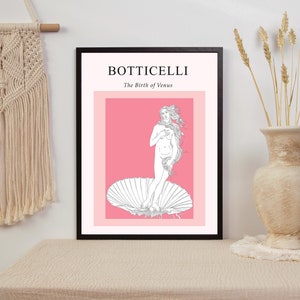 Cartel de arte de Botticelli, obra de arte abstracta cartel moderno de mediados de siglo, impresión de cartel de Afrodita, tamaño de impresión de cartel de arte de pared del nacimiento de Venus A2A3A4 imagen 5