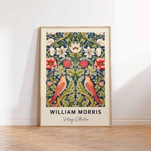 William Morris Print Morris Exhibition Poster Strawberry Thieves Pattern Bird Art Print Morris Wall Art William Morris Poster Print