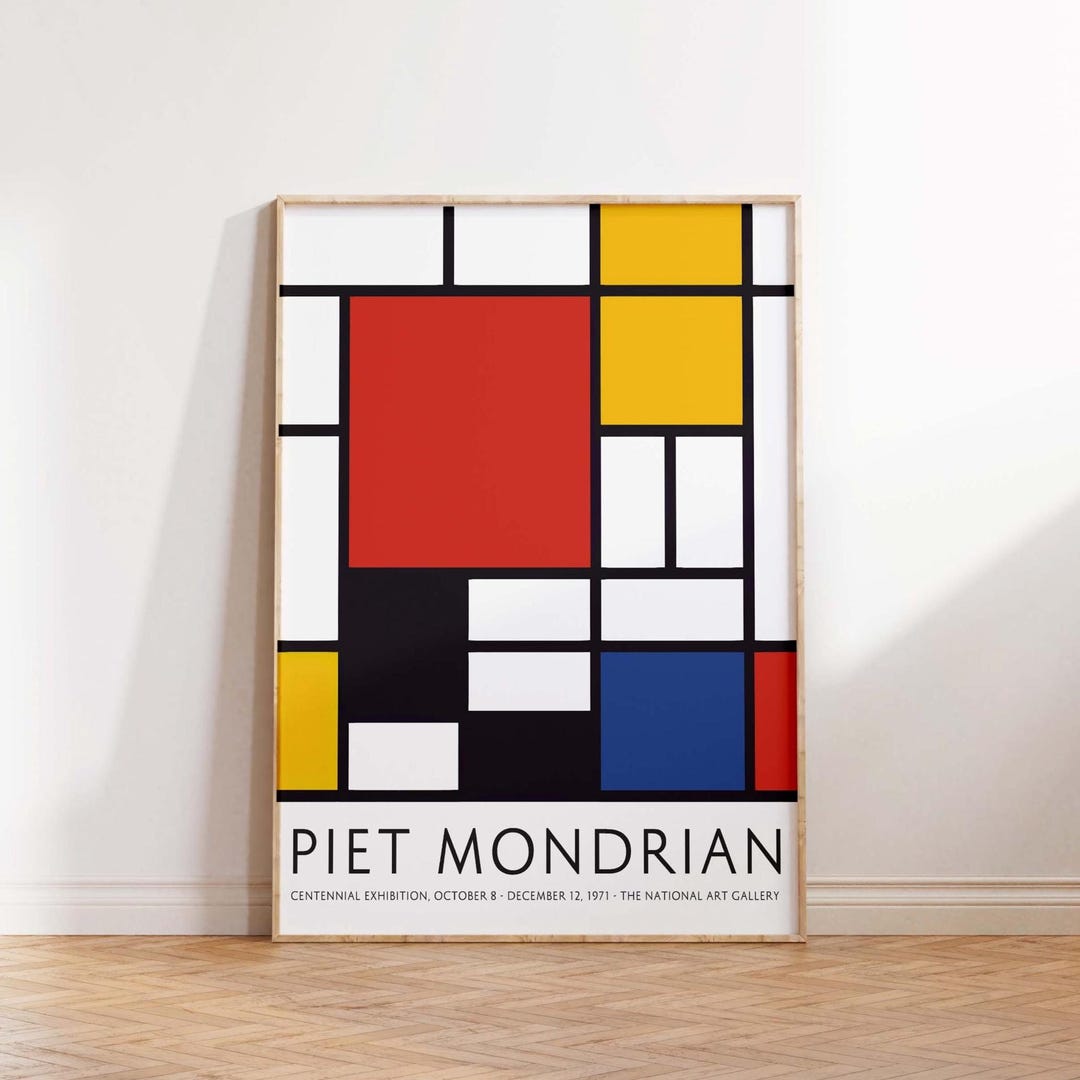 アート・デザイン・音楽 Mondrian 当店の記念日 Piet Mondrian Black Blue Yellow Red Composition