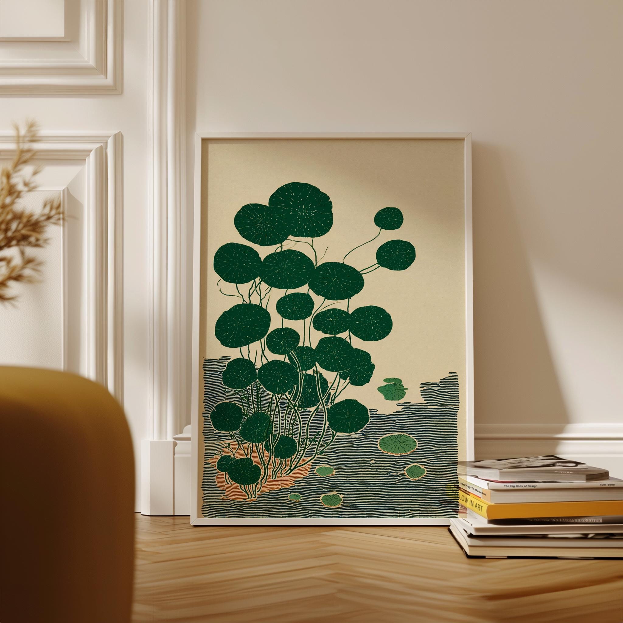 Modern Botanical Bauhaus Poster | Abstract Lily Pad Wall Art | Mid