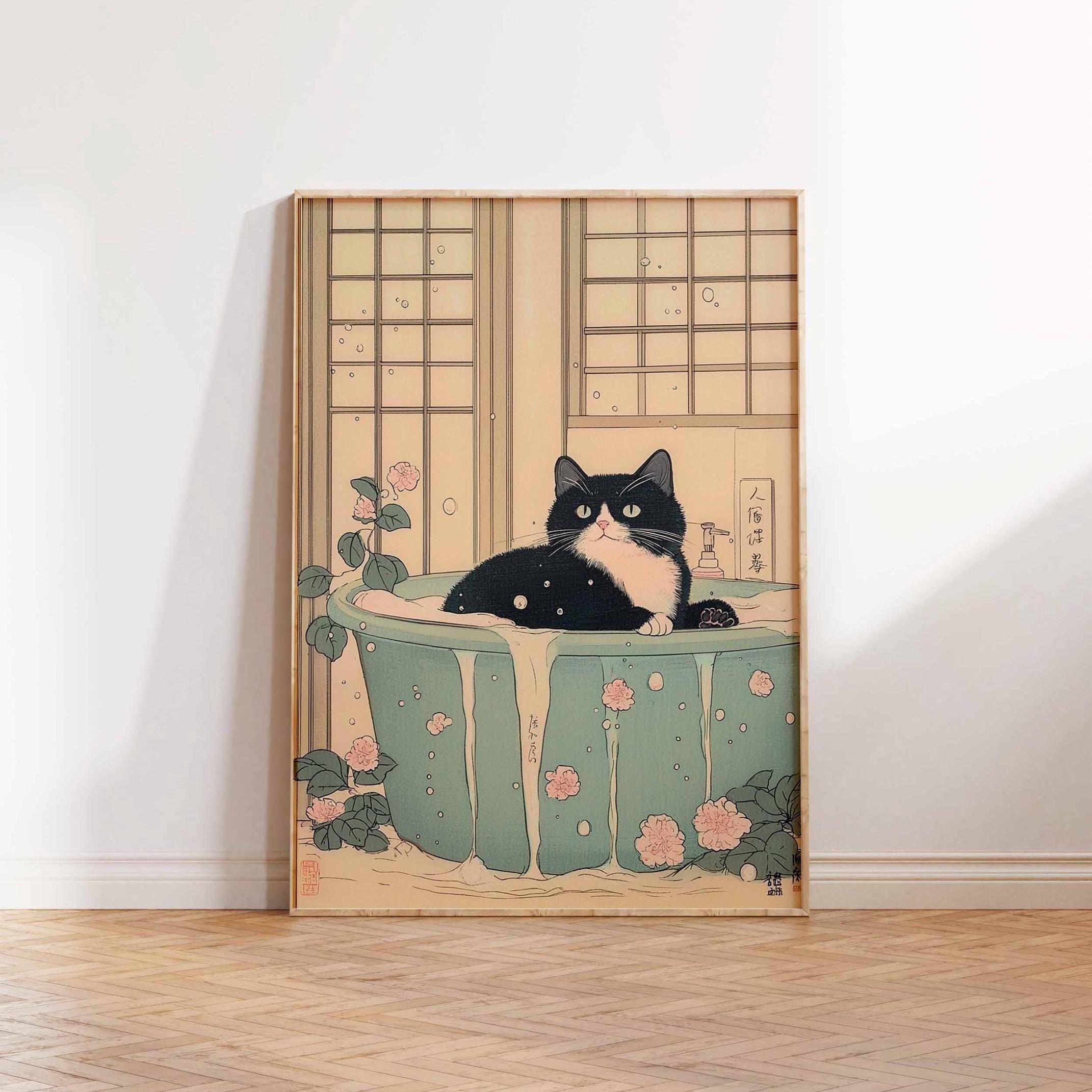 Vintage Japanese Print Vintage Cat Art Print Japanese Cat Art Poster ...