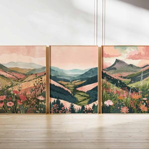 Landscape Illustrations Set of 3 Abstract Prints Brecon Beacons Poster Wales Art Welsh Print Brecon Beacons Wall Art Landscape Home Decor