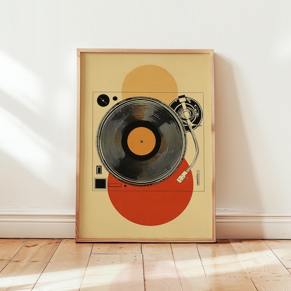 Retro Turntable Poster | 80s Vinyl Record Wall Art | Japanese
