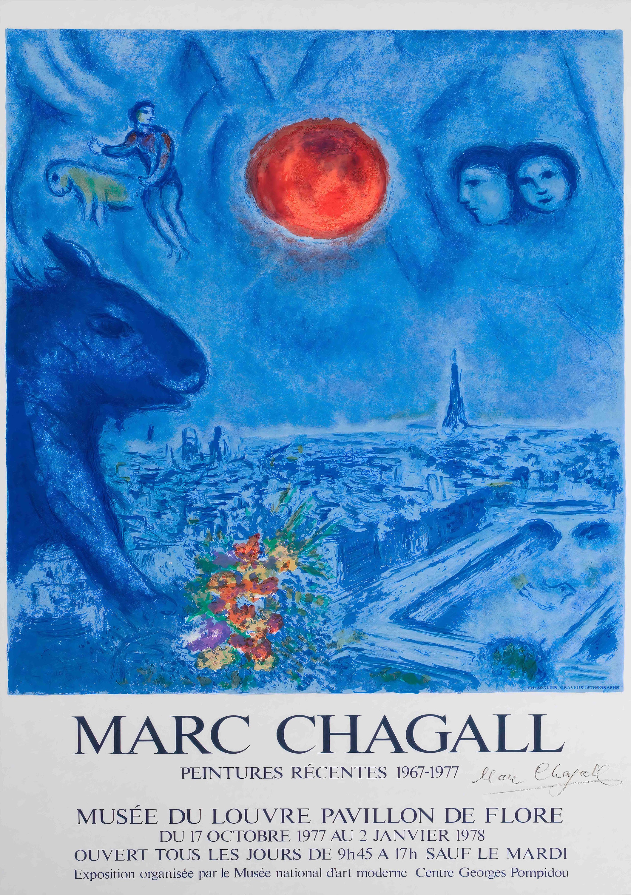 Marc Chagall Exhibition Poster Marc Chagall Print Vintage Etsy