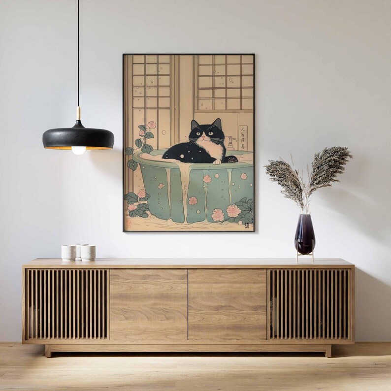 Vintage Japanese Print Vintage Cat Art Print Japanese Cat Art Poster ...