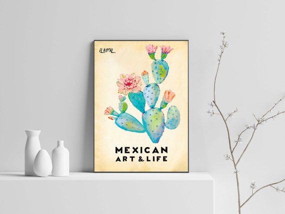 Mexican Art and Life Print, Mexican Poster, Mexican Print, El Nopal Poster, Mexican Print, Vintage Wall Art Poster Print - Sizes A2 A3 A4
